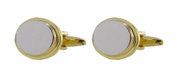 CL129 Gold and chrome oval Cufflinks